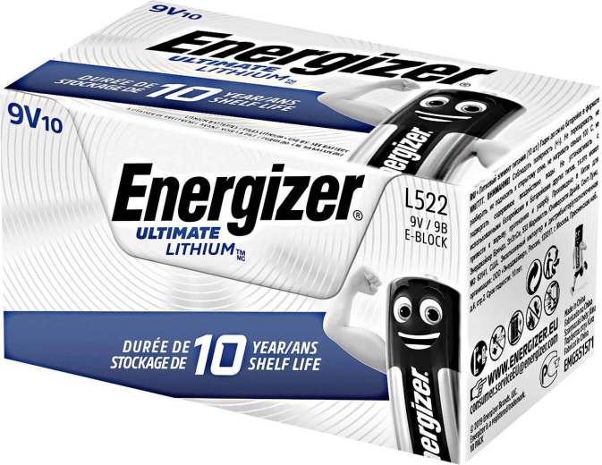 Batterie lithium 9V ENERGIZER Ultimate Lithium, pack de 10