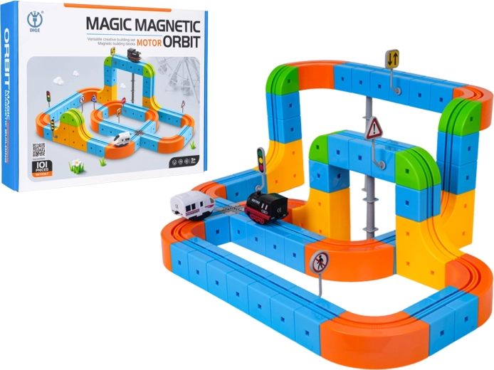 Circuit de train magnétique coloré de 101 pièces