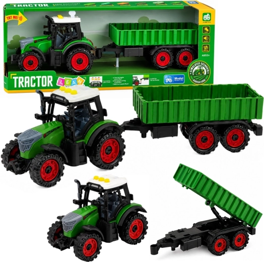 Tracteur agricole pour enfants avec remorque, propulsion à friction, lumières et sons 35 cm