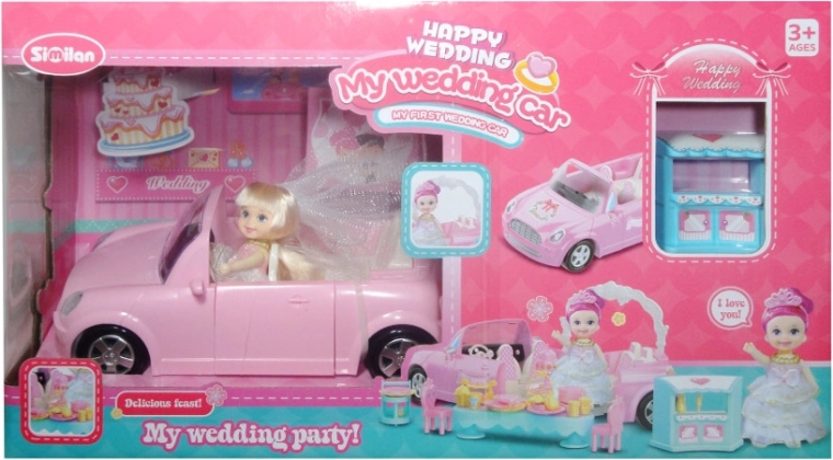 Voiture avec poupée et accessoires de mariage - 1 pièce