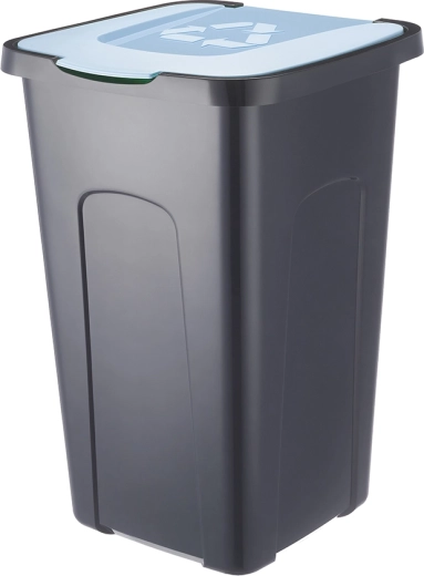 Poubelle de tri sélectif 50 l noir/bleu pastel