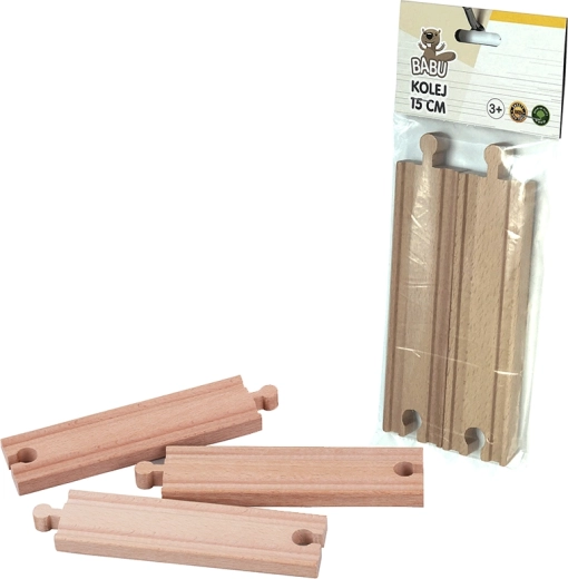 BABU rails droites en bois 15 cm – lot de 2 pièces