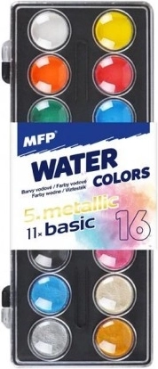 Aquarelles 16 pièces dans une boîte en plastique