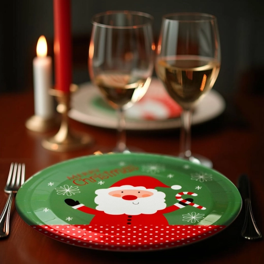 Assiettes en papier de Noël Saint Nicolas, lot de 12 pièces