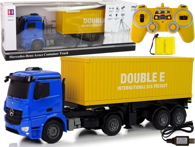Grand camion R/C Mercedes Arocs Blue 1:20 Conteneur 58 cm de long