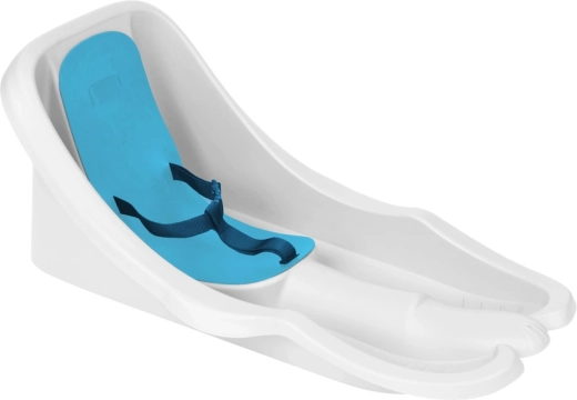 Luge pour enfants avec dossier et ceinture, blanche avec siège bleu