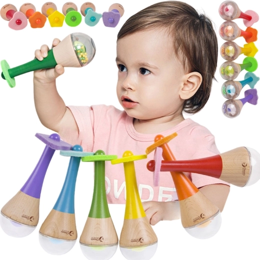 Maracas musical en bois 2-en-1 pour enfants Classic World
