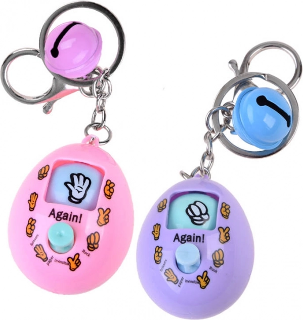 Porte-clés électronique en forme d’œuf avec jeu pierre–feuille–ciseaux – Porte-clés