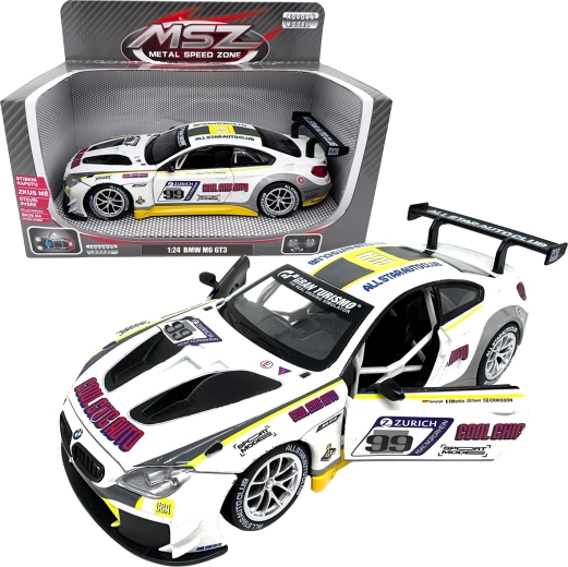 Modèle en métal de voiture de course 1:24 BMW M6 GT3 blanc