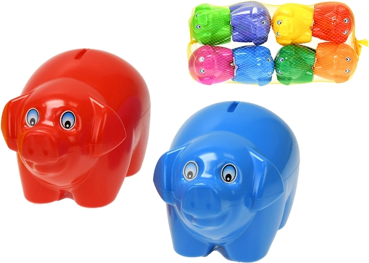 Tirelire cochon 17 cm – en plastique, 8 couleurs