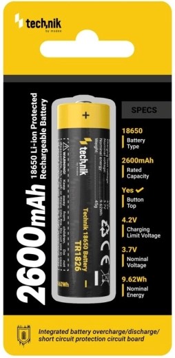 Batterie rechargeable 18650 2600 mAh 3,7 V avec protection