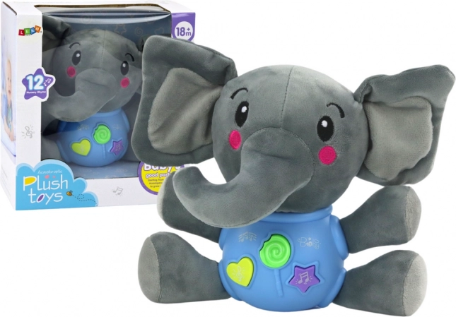 Éléphant en peluche interactif bleu 19 cm
