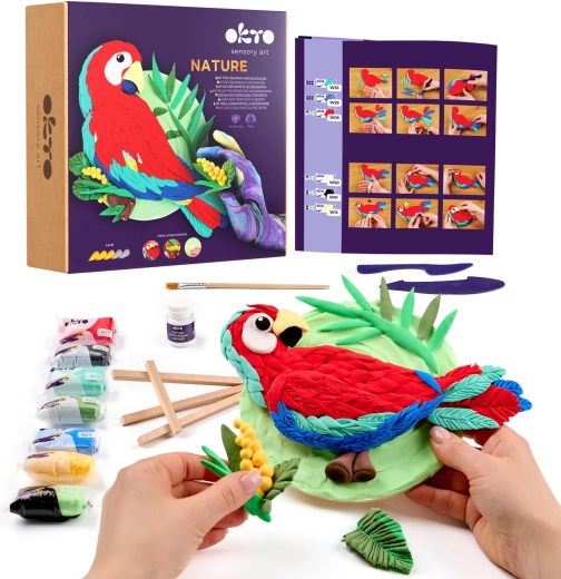 Okto Nature – kit artistique de modelage : ara rouge