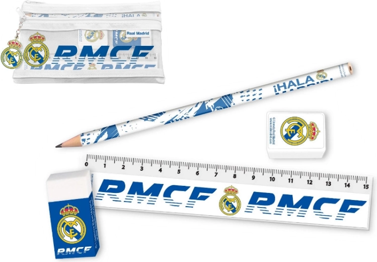 Set de papeterie dans une trousse Real Madrid (5 pièces)