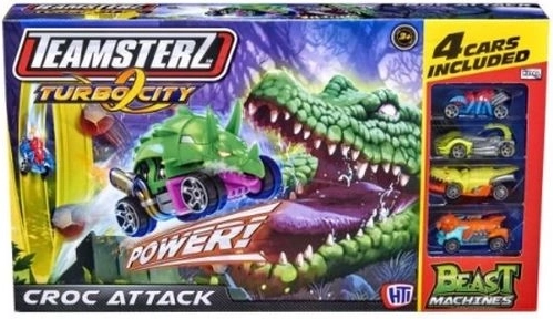 Teamsterz Turbo City Croc Attack – circuit avec crocodile et 4 petites voitures
