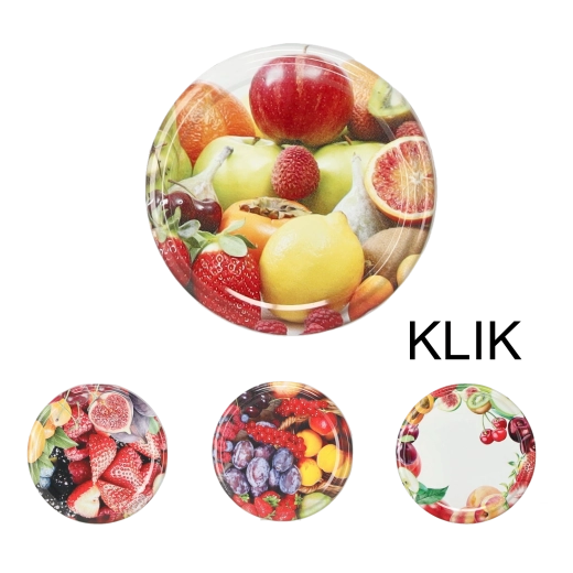 Ensemble de couvercles pour bocaux de conserve 63 mm avec motif fruits, 10 pcs