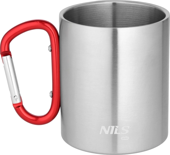 Tasse de camping en inox avec mousqueton 300 ml rouge NILS Camp