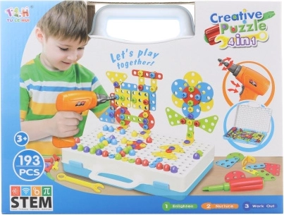 Jeu de construction à visser avec perceuse – 193 pièces