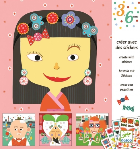 Djeco set d’autocollants visages