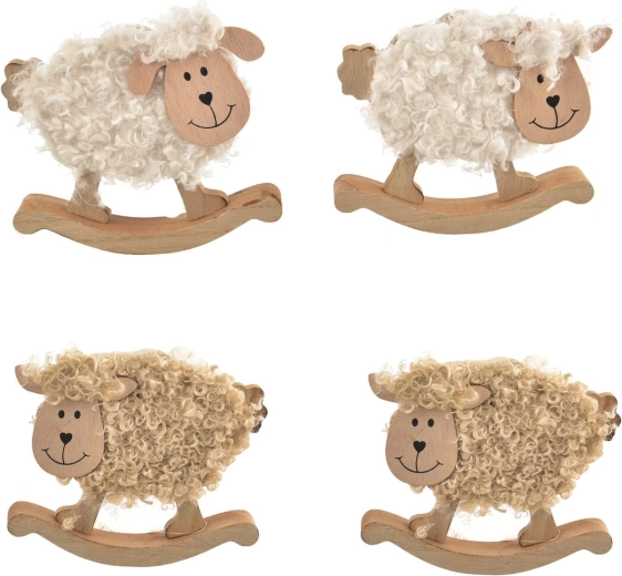 Mouton en bois et peluche pour enfants (4 variantes)