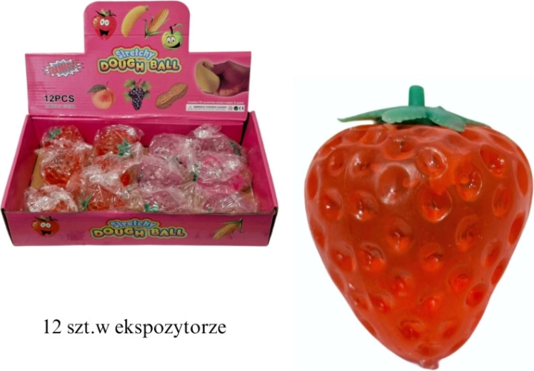 Balle antistress à presser fraise, extensible - 1 pièce