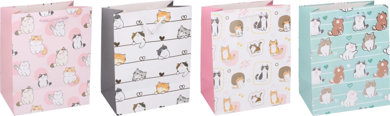 Sac cadeau en papier S avec motif de chats 18 × 23 × 10 cm