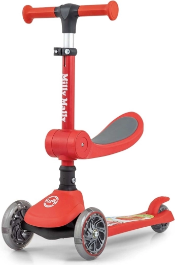Milly Mally trottinette d’équilibre pour enfants Fuzzy rouge avec selle
