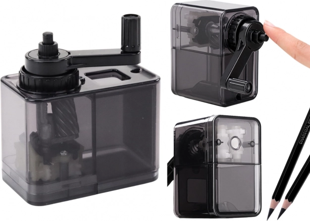 Taille-crayon à manivelle avec réservoir – noir