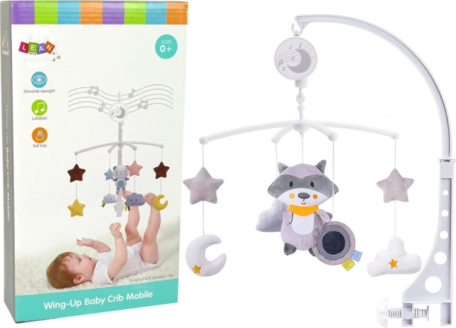 Mobile de lit pour bébé Raton laveur en peluche Grey Melody