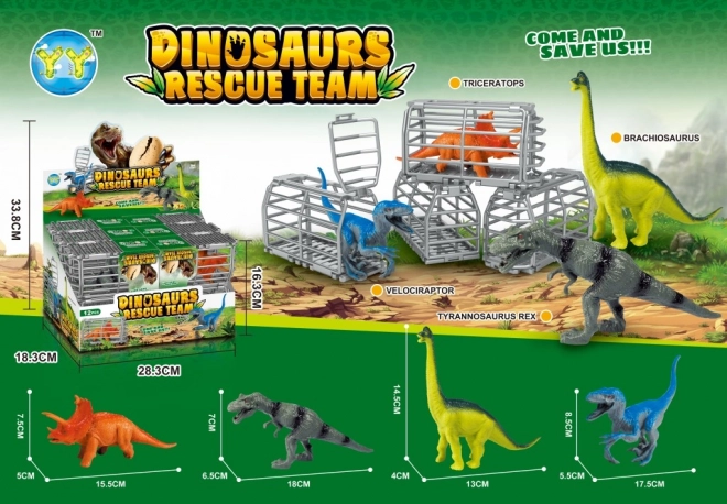 Figurine dinosaure 16 cm avec cage et accessoires