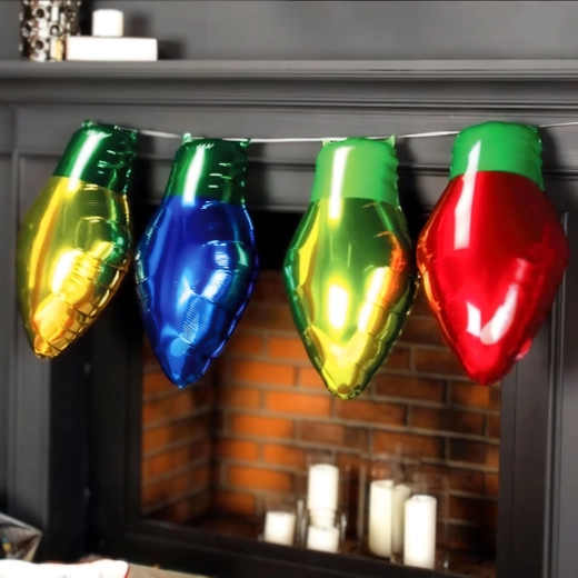 Ballons en aluminium de Noël en forme d’ampoules classiques, 26 × 43 cm, 4 pièces