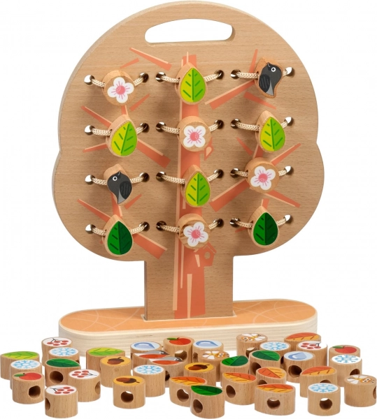 Lucy & Leo arbre en bois à lacer – set Montessori à enfiler