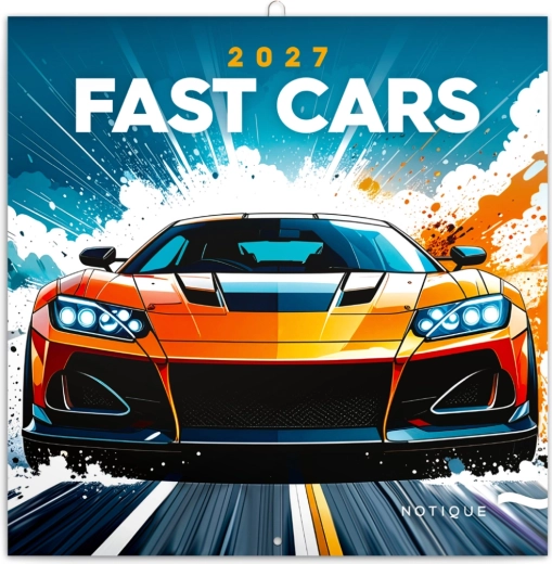 Calendrier mural de notes Voitures fantastiques 2027, 30 × 30 cm