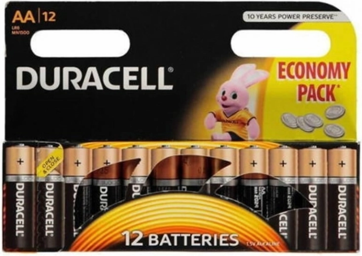 Piles alcalines AA DURACELL MN1500, lot de 12 pièces