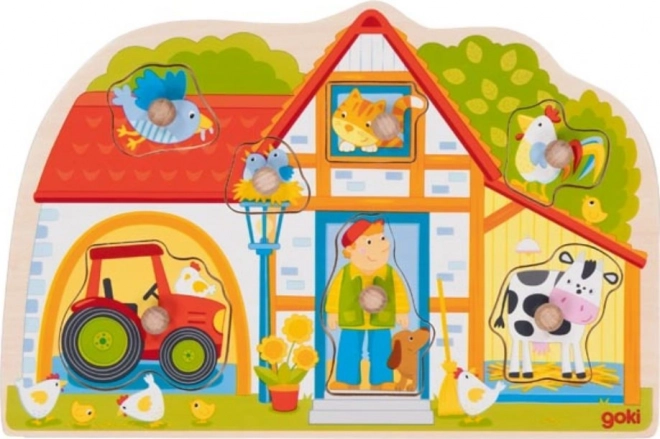 Puzzle à encastrer en bois ferme GOKI