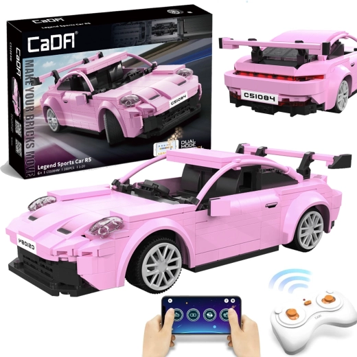 Kit de construction CaDA voiture de sport de course RC rose 280 pièces Dual Mode