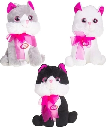Petit chaton en peluche assis avec nœud