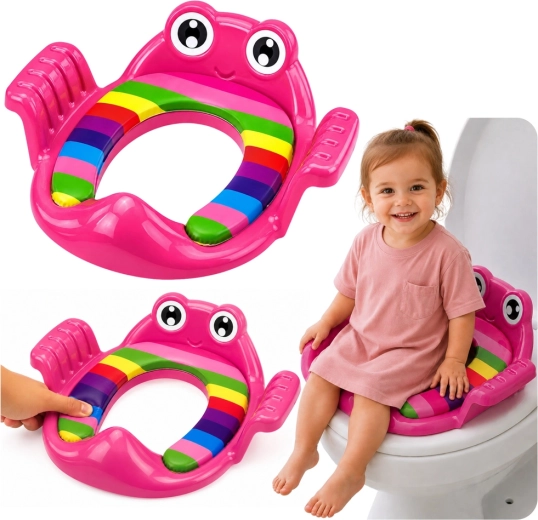 Réducteur de WC pour enfant avec assise souple et poignées rose - 1 pièce