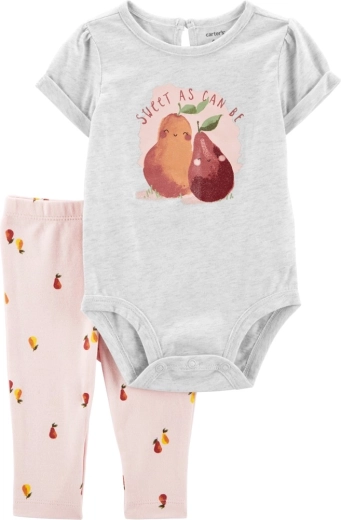 Ensemble 2 pièces Carter’s : body à manches courtes et legging Grey Pears pour fille, 9 mois