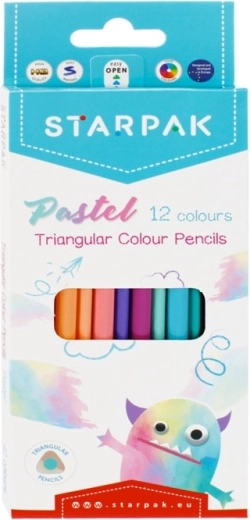 Crayons de couleur triangulaires Starpak – couleurs pastel, 12 pcs