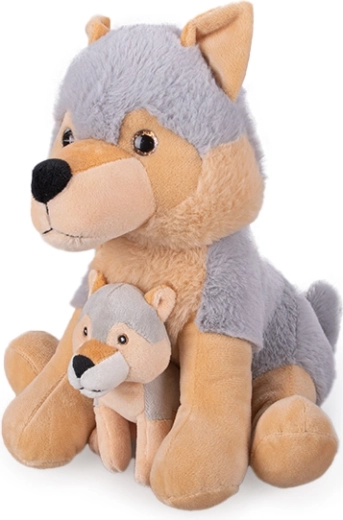 Husky en peluche avec chiot 25 cm