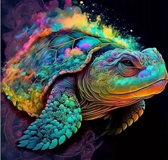 Peinture diamant – tortue abstraite et colorée 30 × 40 cm
