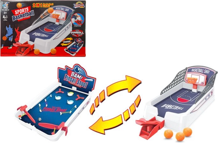 Jeu de table d’adresse 2-en-1 flipper et basket