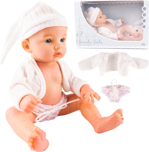 Poupée en tissu bébé avec bonnet Jagoda 32 cm