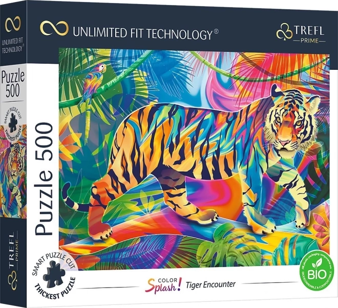 Puzzle TREFL UFT Color Splash : rencontre avec un tigre 500 pièces