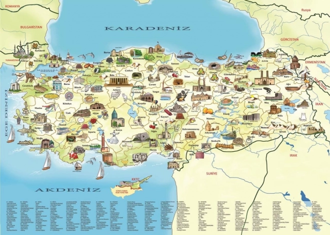 Puzzle Turquie : Carte culturelle 260 pièces