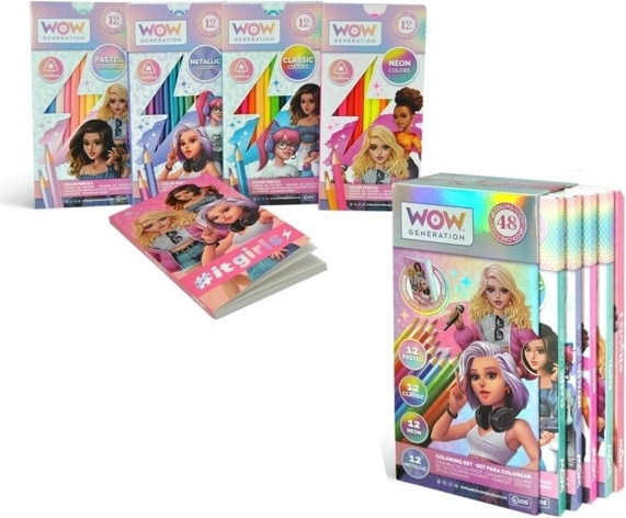 Set de fournitures d’écriture – crayons de couleur pastel, classiques, néon et métalliques + cahier