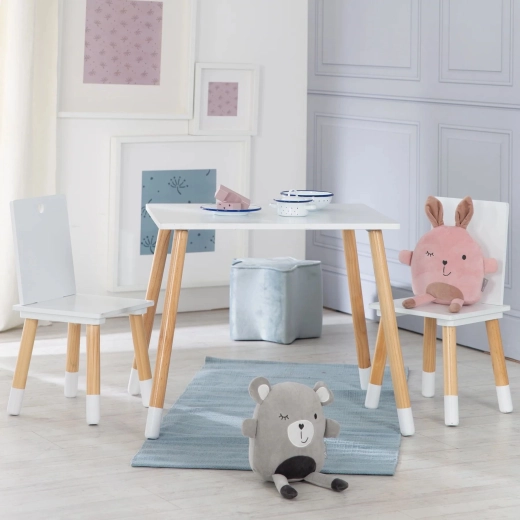 Table enfant Roba avec 2 chaises blanc/naturel