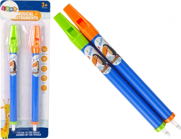 Flûtes pour enfants avec animaux – ensemble bleu, 2 pièces