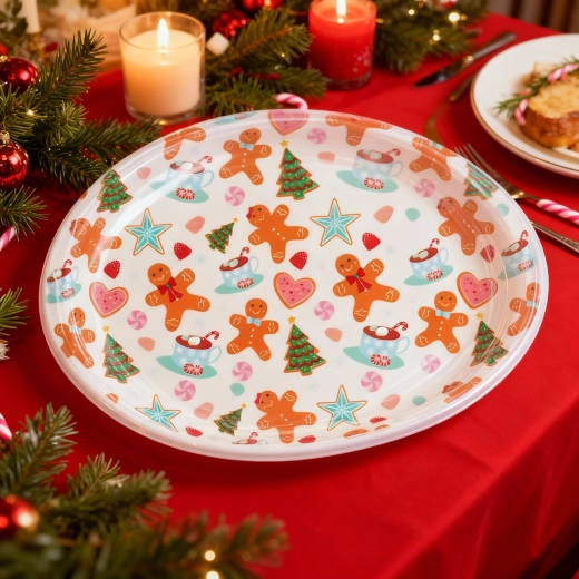 Plateau de service en plastique de Noël 36 × 26 cm